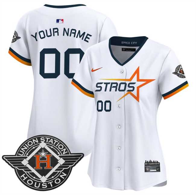 Womens Houston Astros Active Player Custom White 2025 City Connect Limited Stitched Baseball Jersey(Run Small)->customized mlb jersey->Custom Jersey